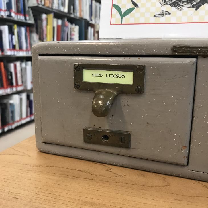 A drawer with a label that says Seed Library
