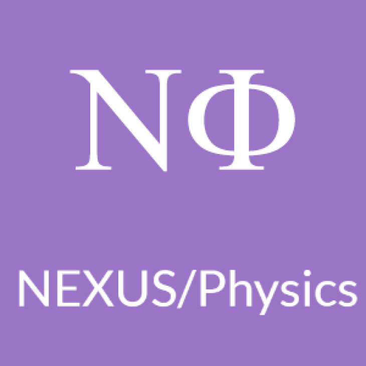 NEXUS/Physics white logo on purple background