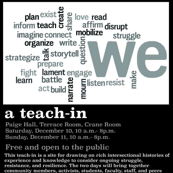 A poster from the 2016 teach-in held at Tufts University