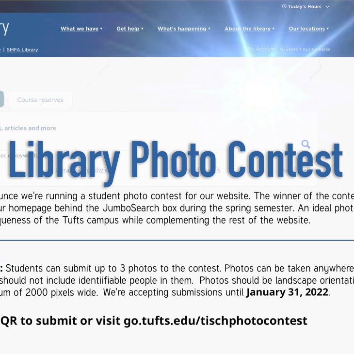Tisch Library Photo Contest poster