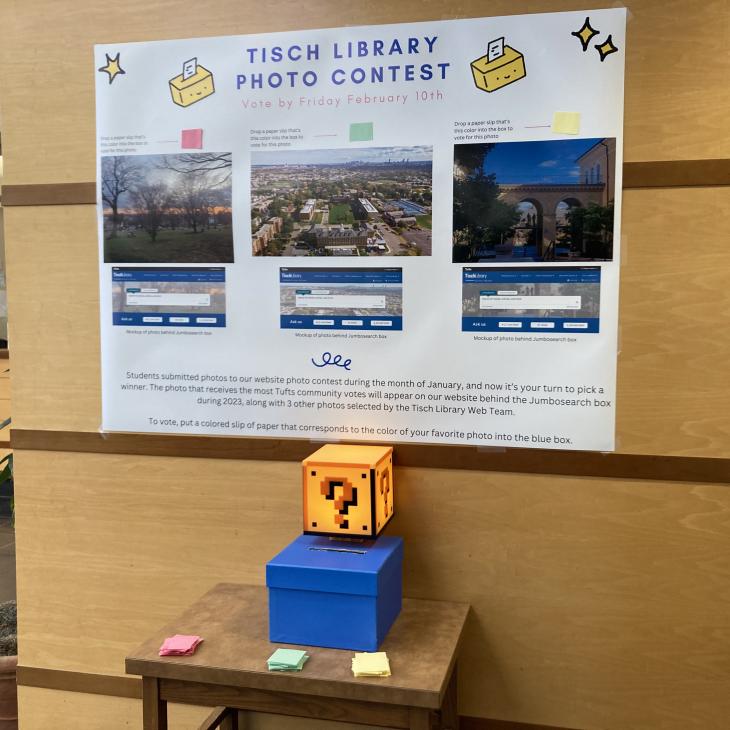 Photo contest voting table and poster with 3 photographs