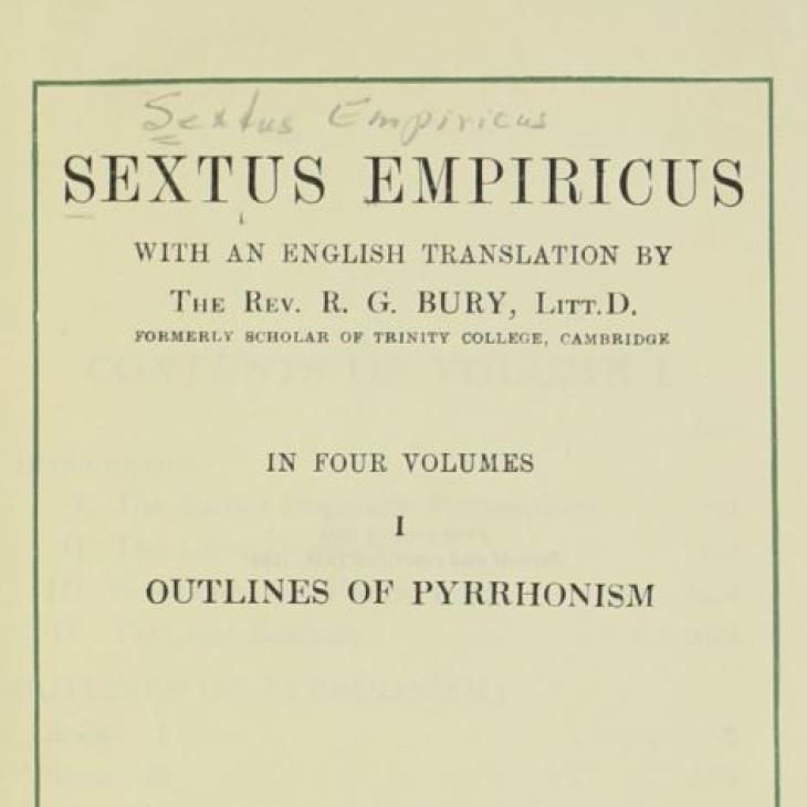 Title page of Outlines of Pyrronhism