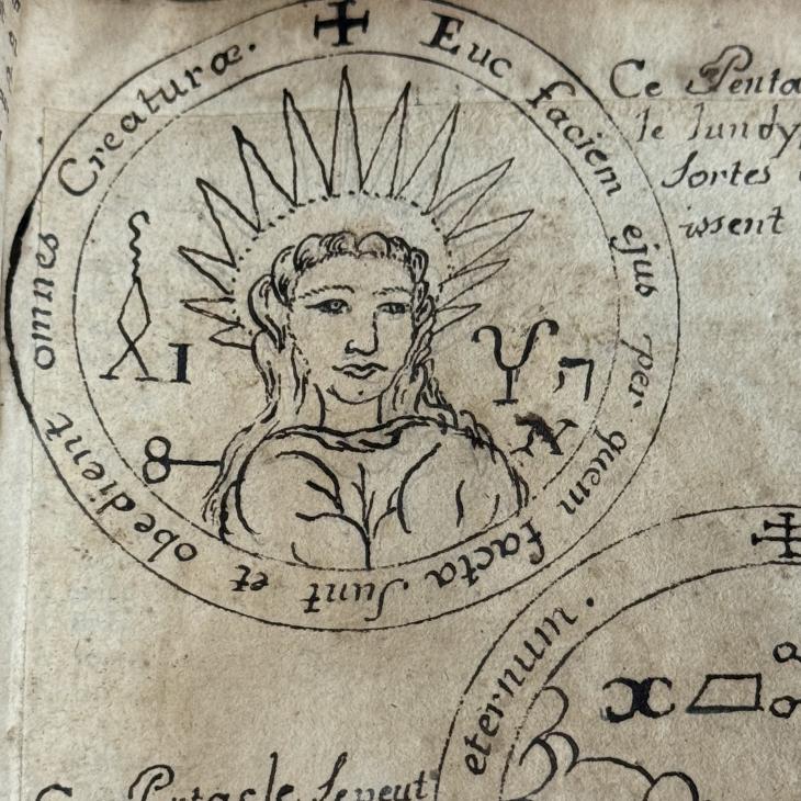 Drawing from a grimoire, Tufts University MS 44