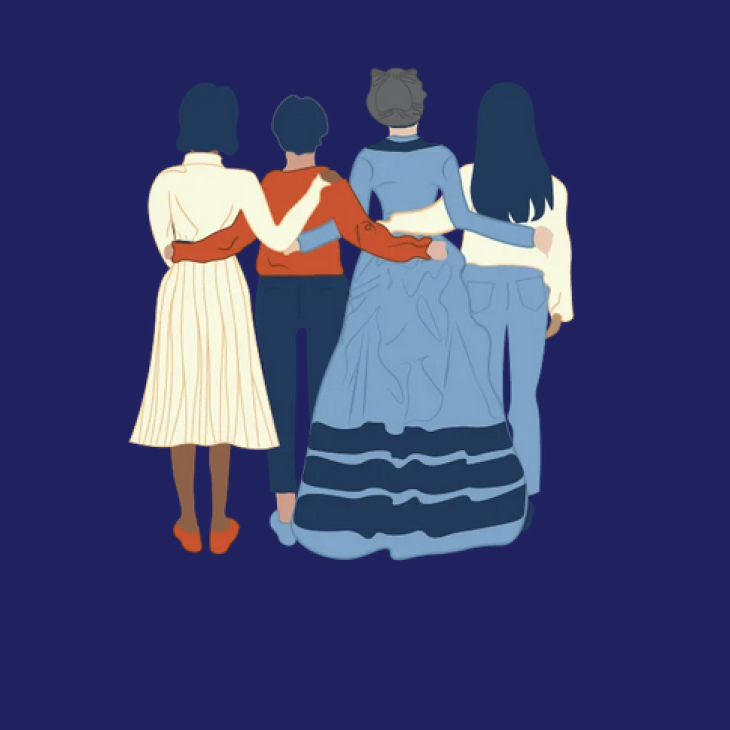 illustration of four women with their backs turned
