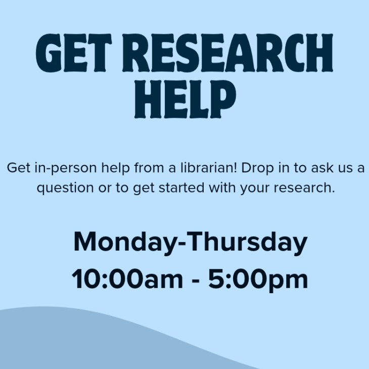 research help poster with open hours