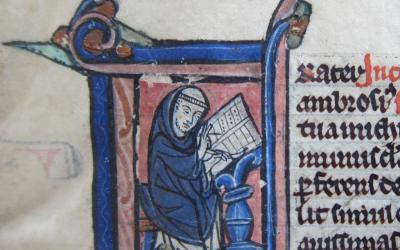 Image of St. Jerome as a scribe in Tufts University MS 21