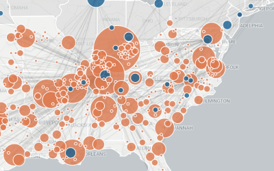 Map visualization locations of Black physicians in the early 20th century United States