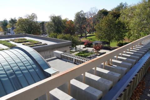 View from Tisch rooftop towards President's lawn