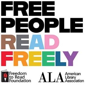 Sticker reading "Free People Read Freely" provided by the American Library Association and the Freedom to Read Foundation.