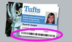 Tufts ID with barcode circled