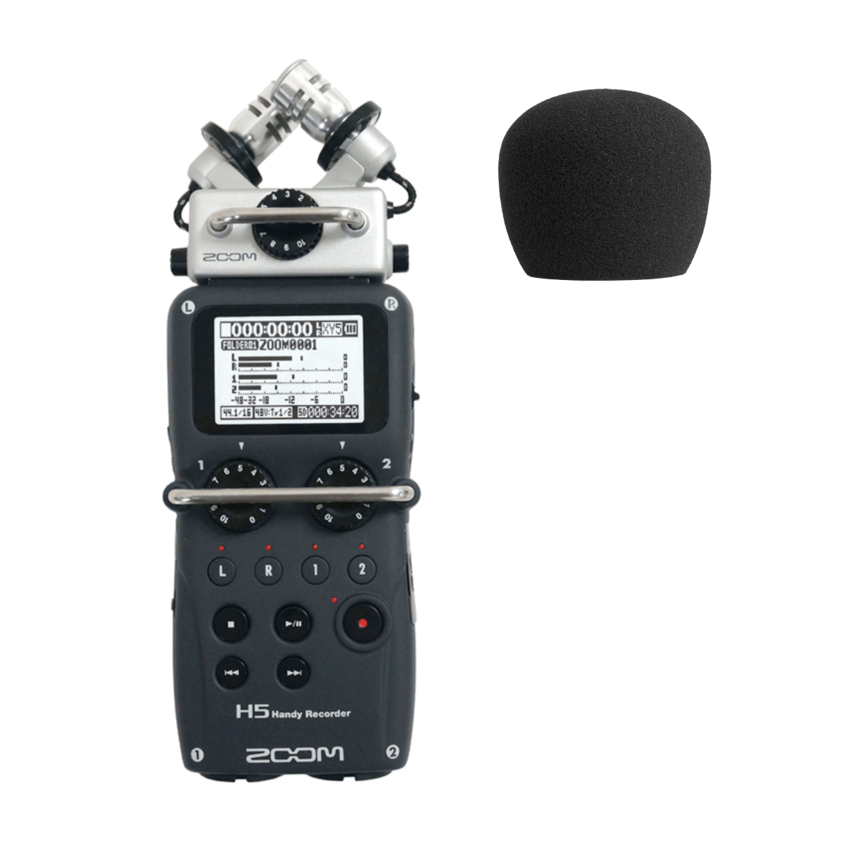 Zoom H5 with Stereo mic and windscreen