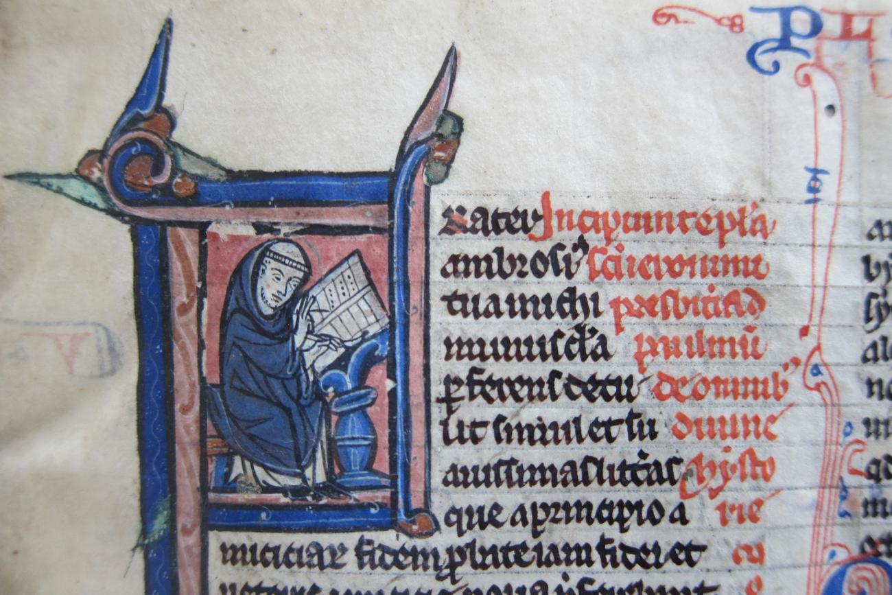 St. Jerome depicted as a scribe in Tufts University MS 21