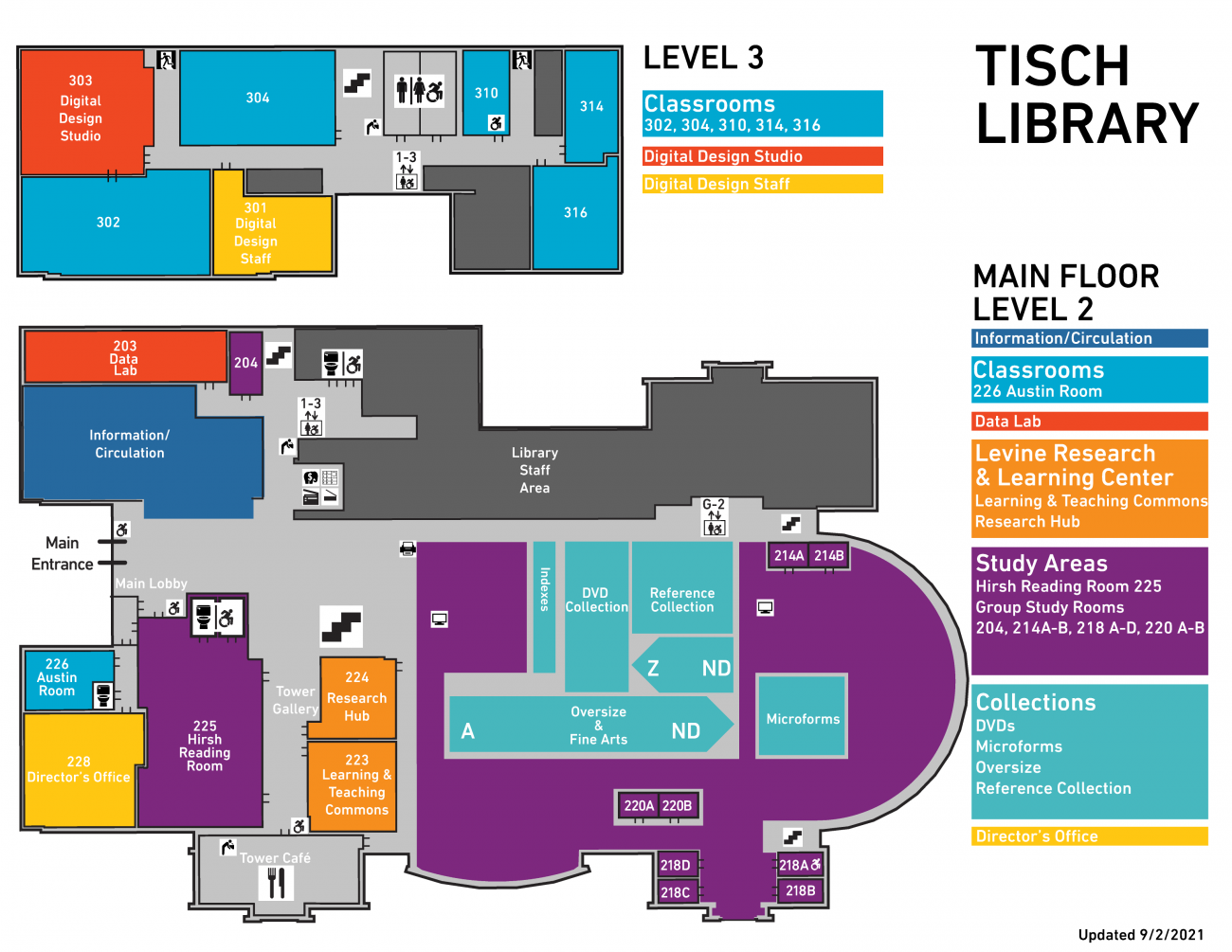 Tisch floorplan level 2 & 3