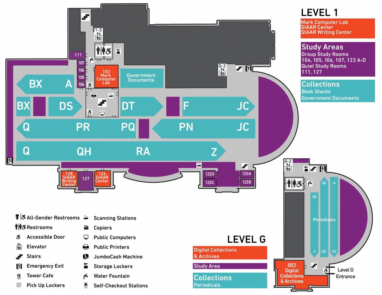 Tisch floorplans level 1 & G