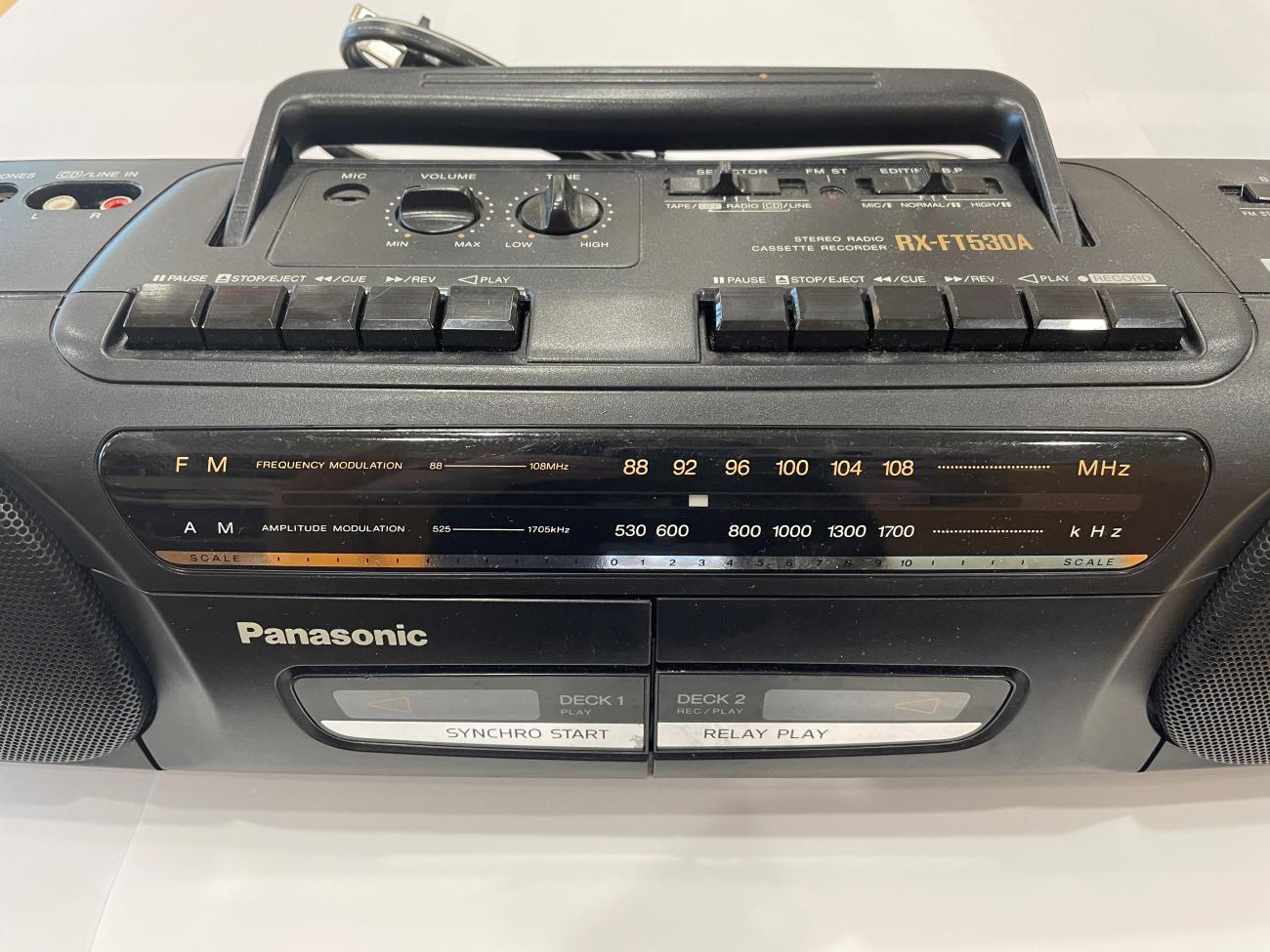 Close up of double cassette player