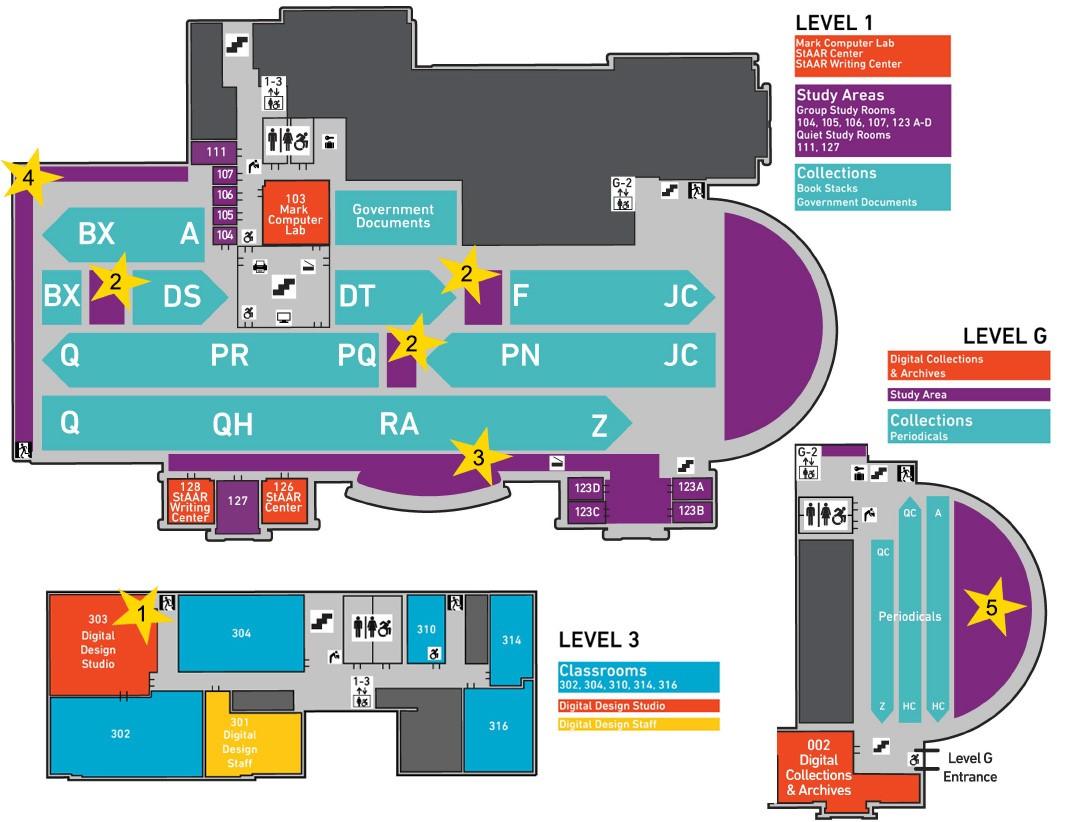 Map of Study Spaces in Tisch