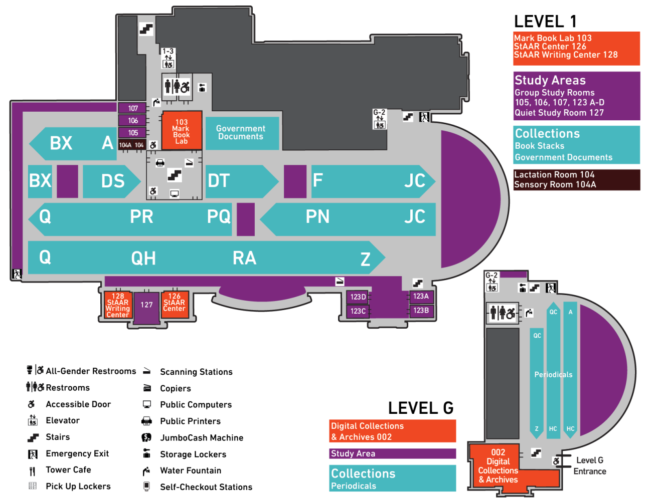 Tisch floorplan levels G and 1