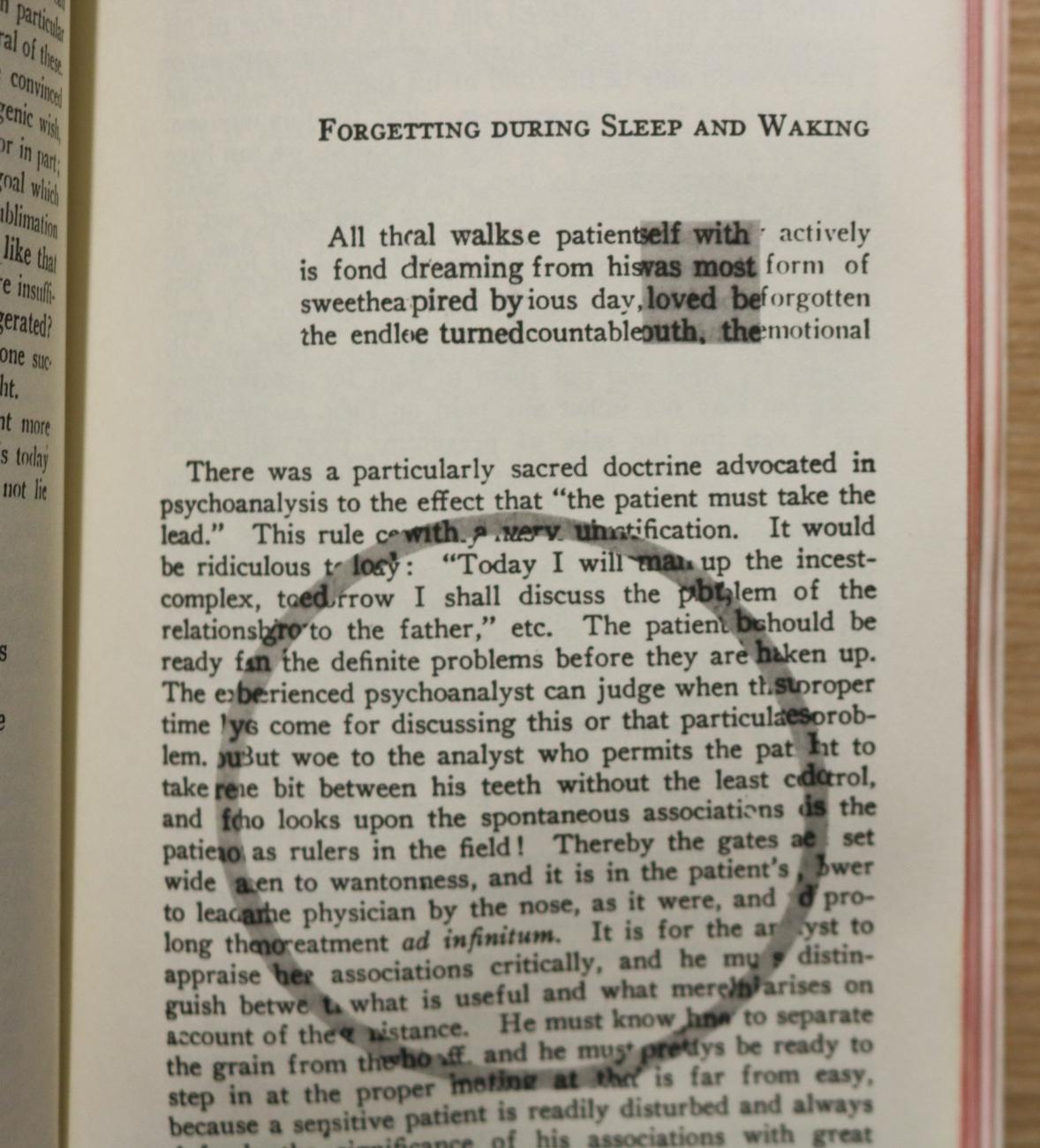 A page of text inside a book