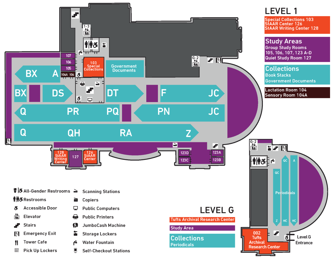 Tisch Floorplans Level 1 and G