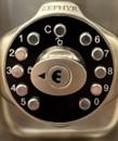 Configured lock in closed position with arrow pointing left 90 degrees