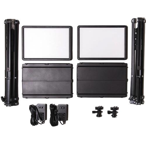 light stand, light panels, power cables