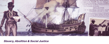 image of landing page of Slavery Abolition &amp; Social Justice, collage of images