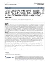 First page of article Expansive learning in the learning assistant model: how instructors’ goals lead to differences in implementation and development of LAs’ practices