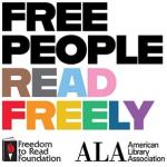 Sticker reading &quot;Free People Read Freely&quot; provided by the American Library Association and the Freedom to Read Foundation.