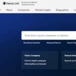 Visual image of the updated search interface for the Nexis Uni database.